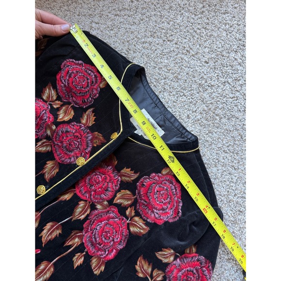 VTG 80s Saxton Hall Velvet Jacket blazer rose Bohemian made in Japan sz M - Picture 9 of 12